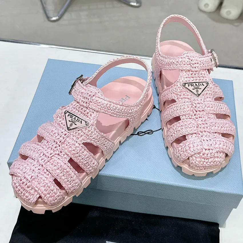 Roman woven thick soled rubber sandals