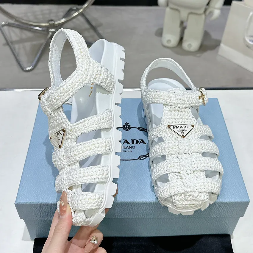 Roman woven thick soled rubber sandals