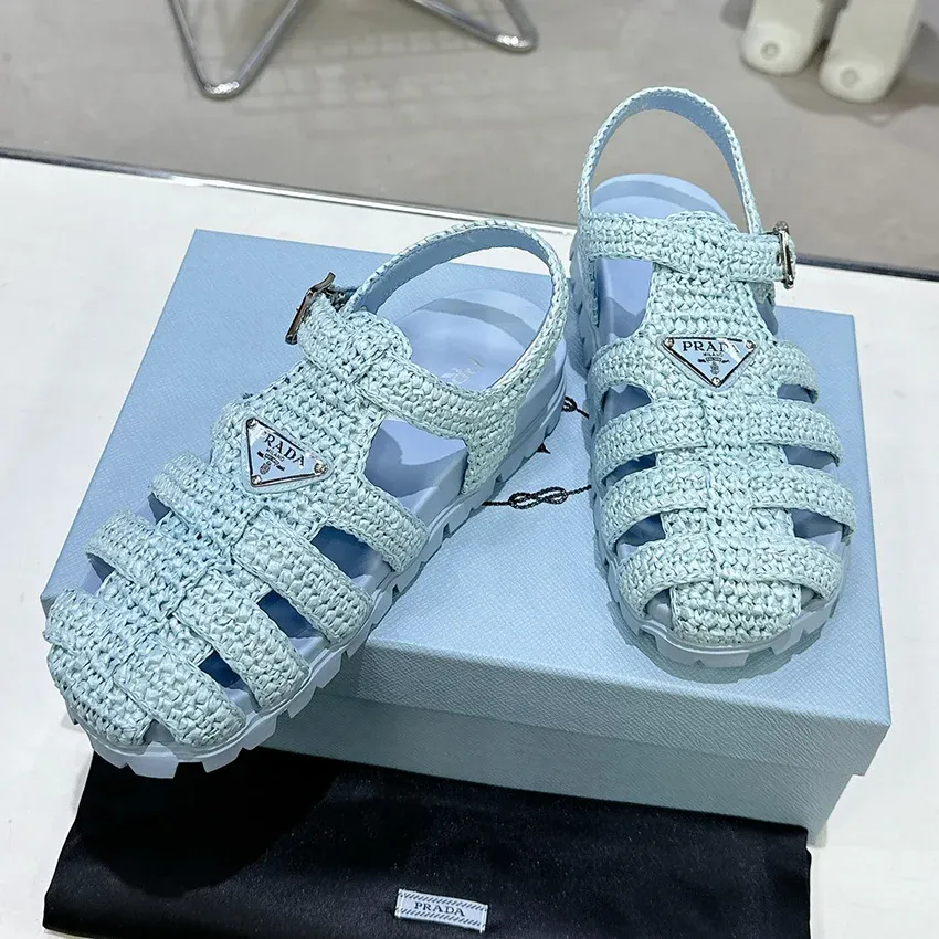 Roman woven thick soled rubber sandals