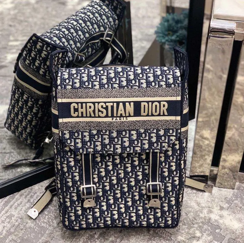 Embroidered Canvas Backpack Blue