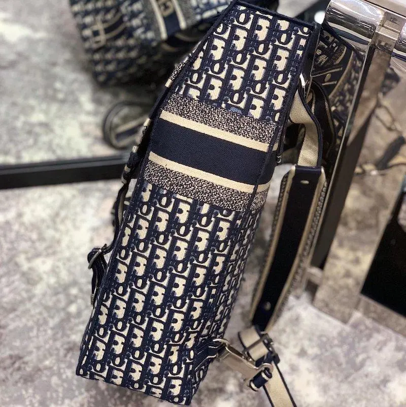 Embroidered Canvas Backpack Blue