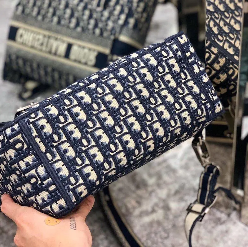 Embroidered Canvas Backpack Blue