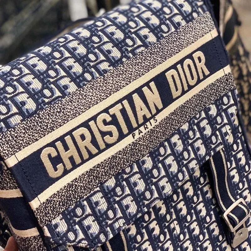 Embroidered Canvas Backpack Blue