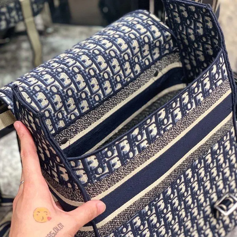 Embroidered Canvas Backpack Blue