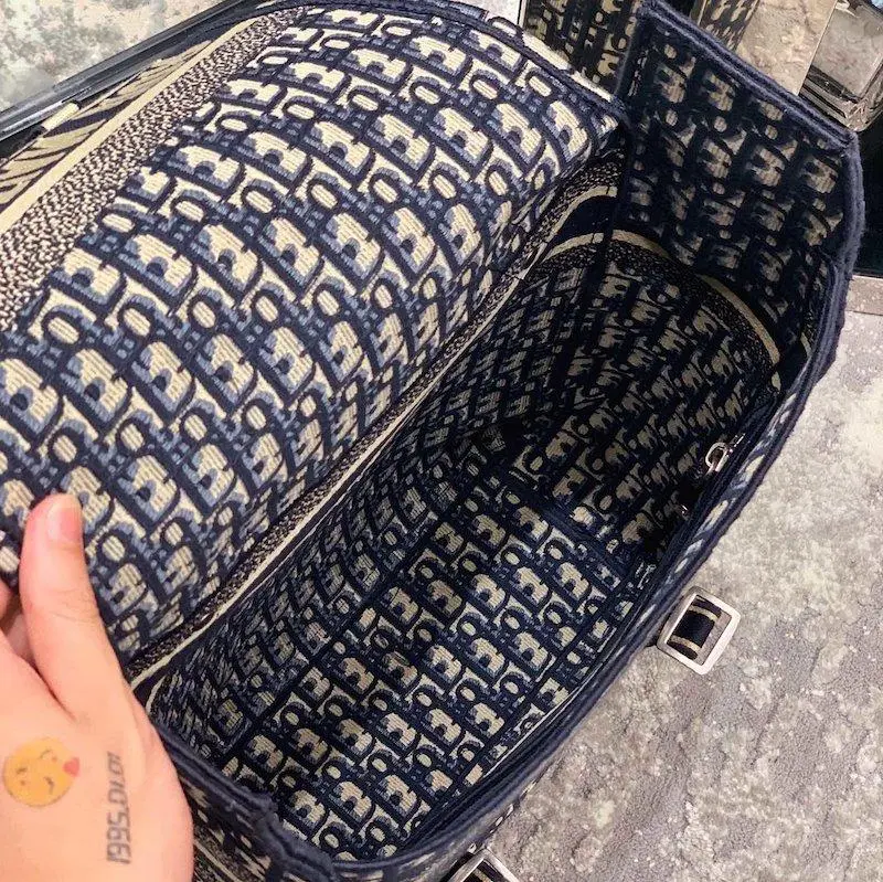 Embroidered Canvas Backpack Blue