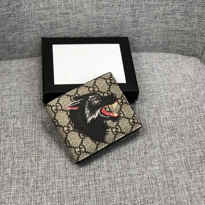 Classic Waterproof Fabric Tiger Head Wallet Genuine Leather Men's Compact Wallet