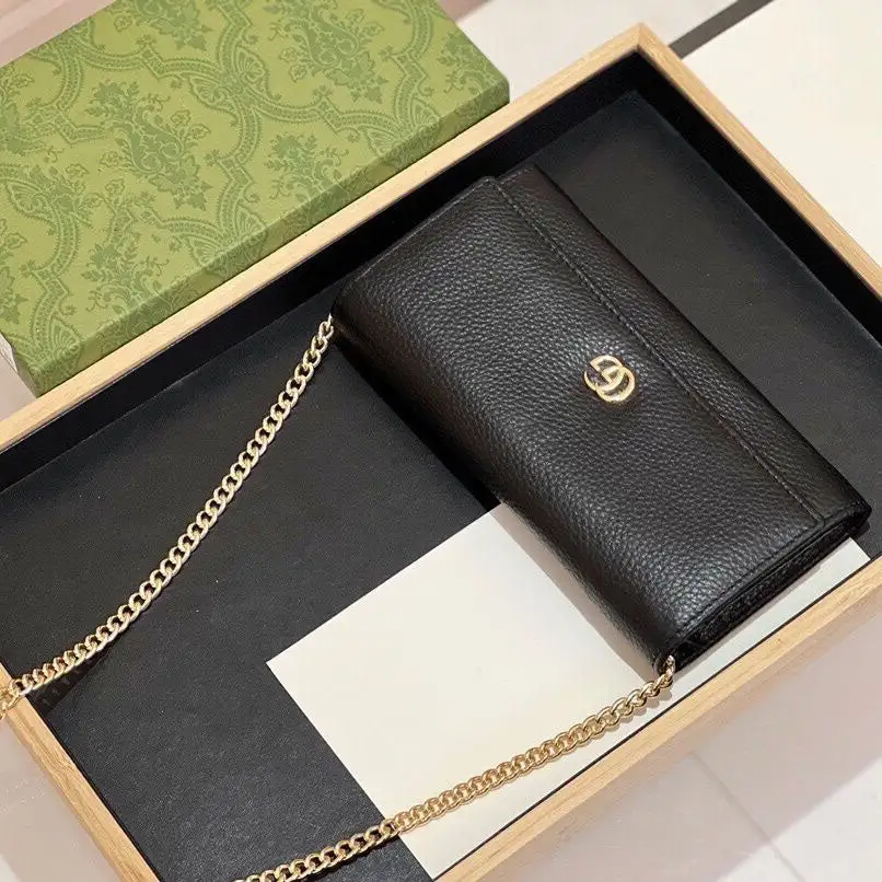 New Wallet Ladies New Wallet Ladies Leather Long Wallet Chain Bag