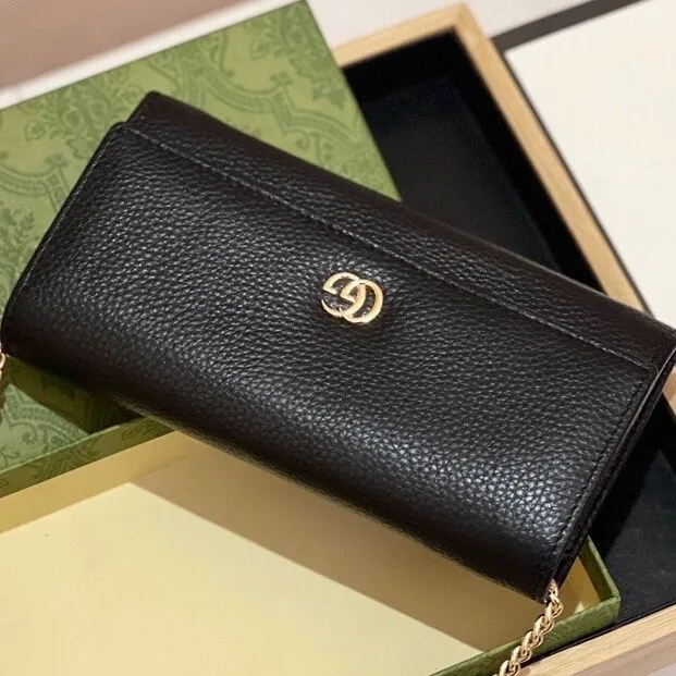 New Wallet Ladies New Wallet Ladies Leather Long Wallet Chain Bag