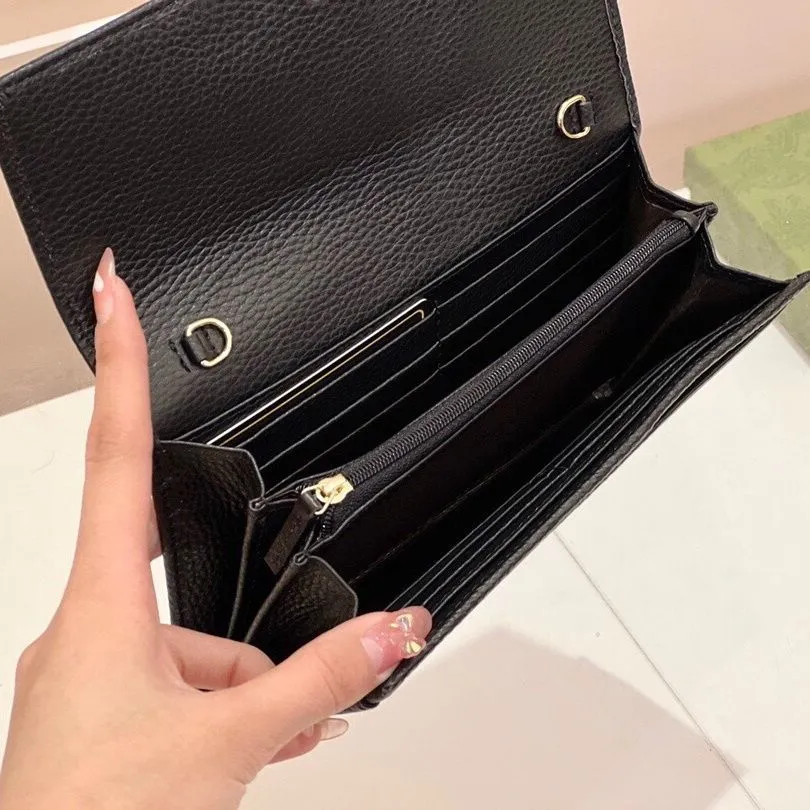 New Wallet Ladies New Wallet Ladies Leather Long Wallet Chain Bag