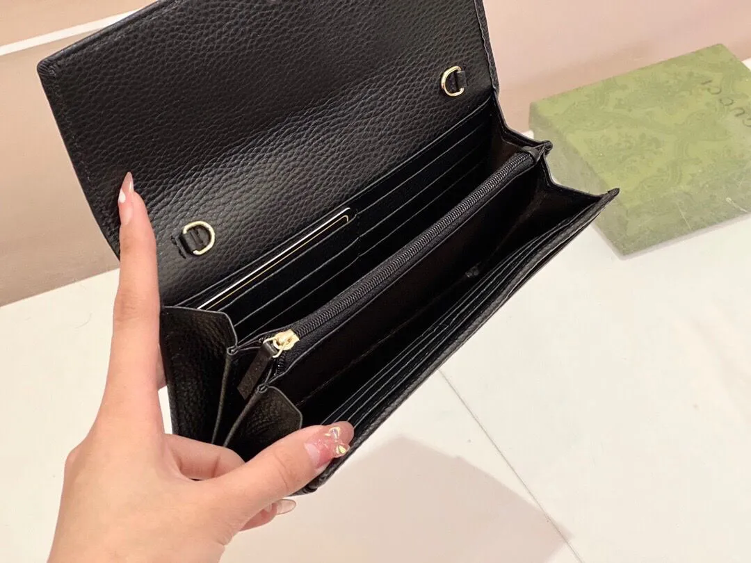 New Wallet Ladies New Wallet Ladies Leather Long Wallet Chain Bag