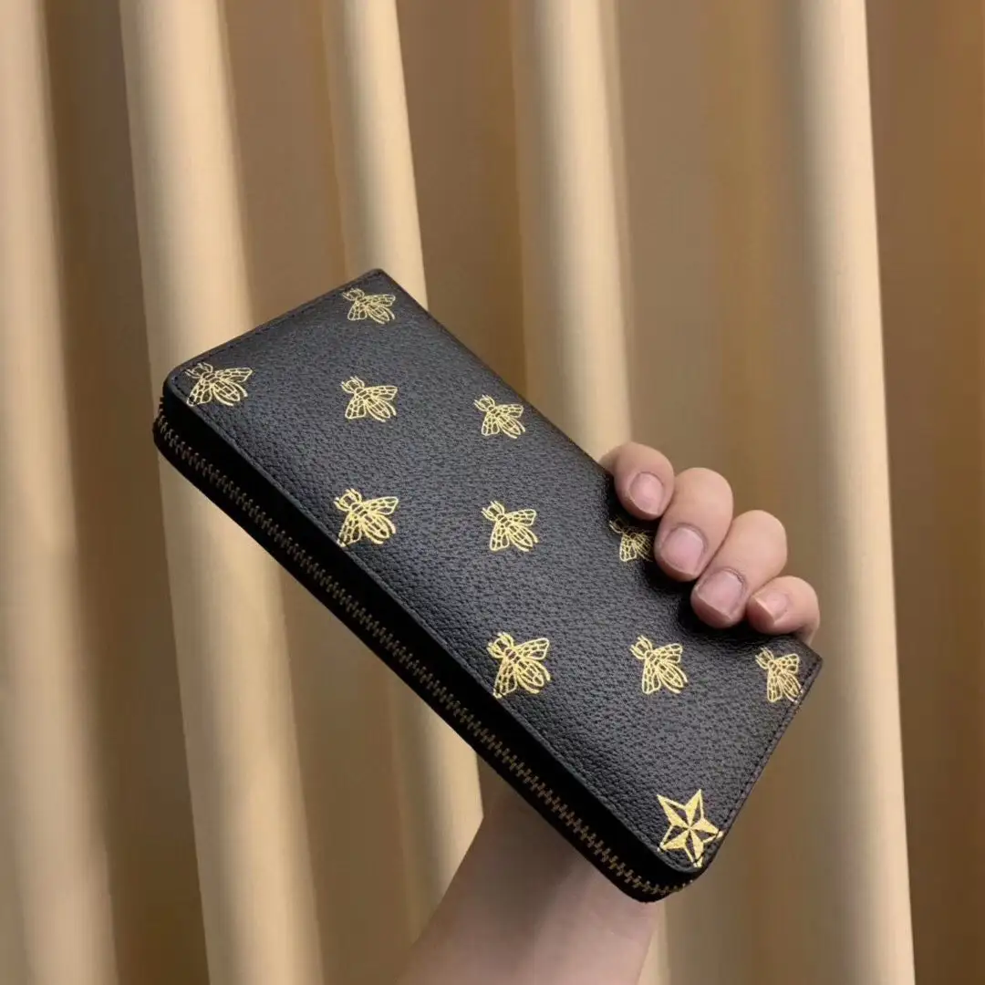 Men's New Wallet Men's Leather Long Wallet Zipper Bag