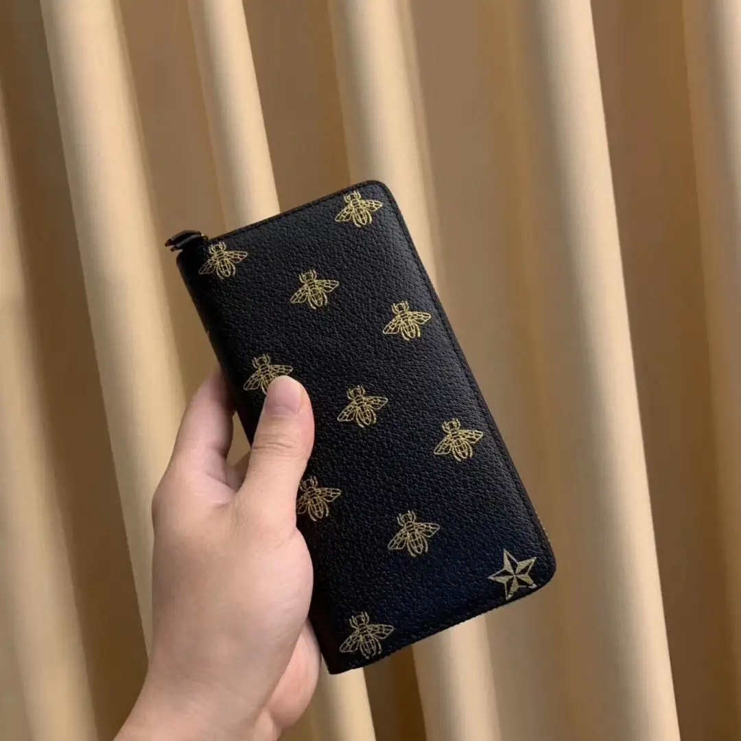 Men's New Wallet Men's Leather Long Wallet Zipper Bag