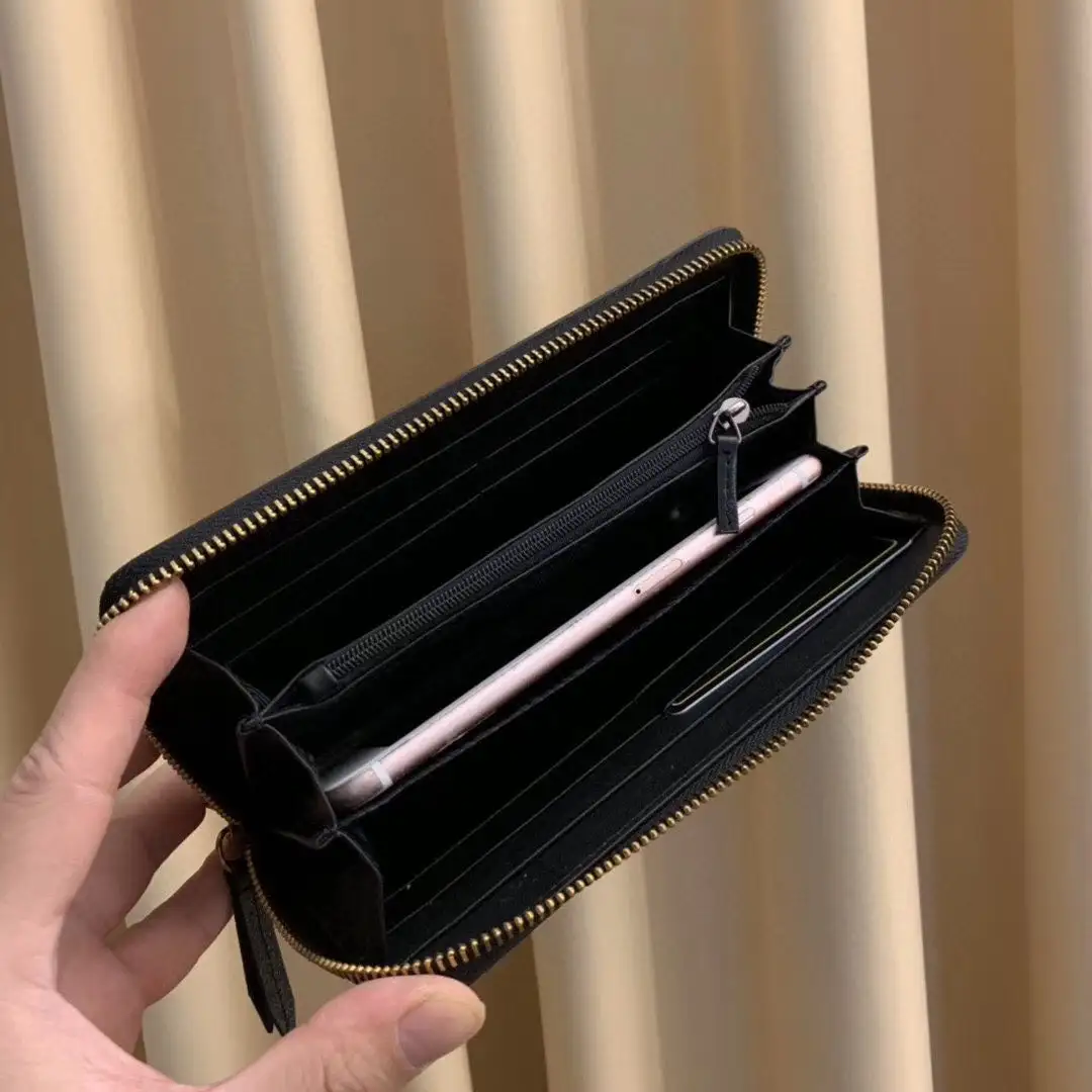 Men's New Wallet Men's Leather Long Wallet Zipper Bag