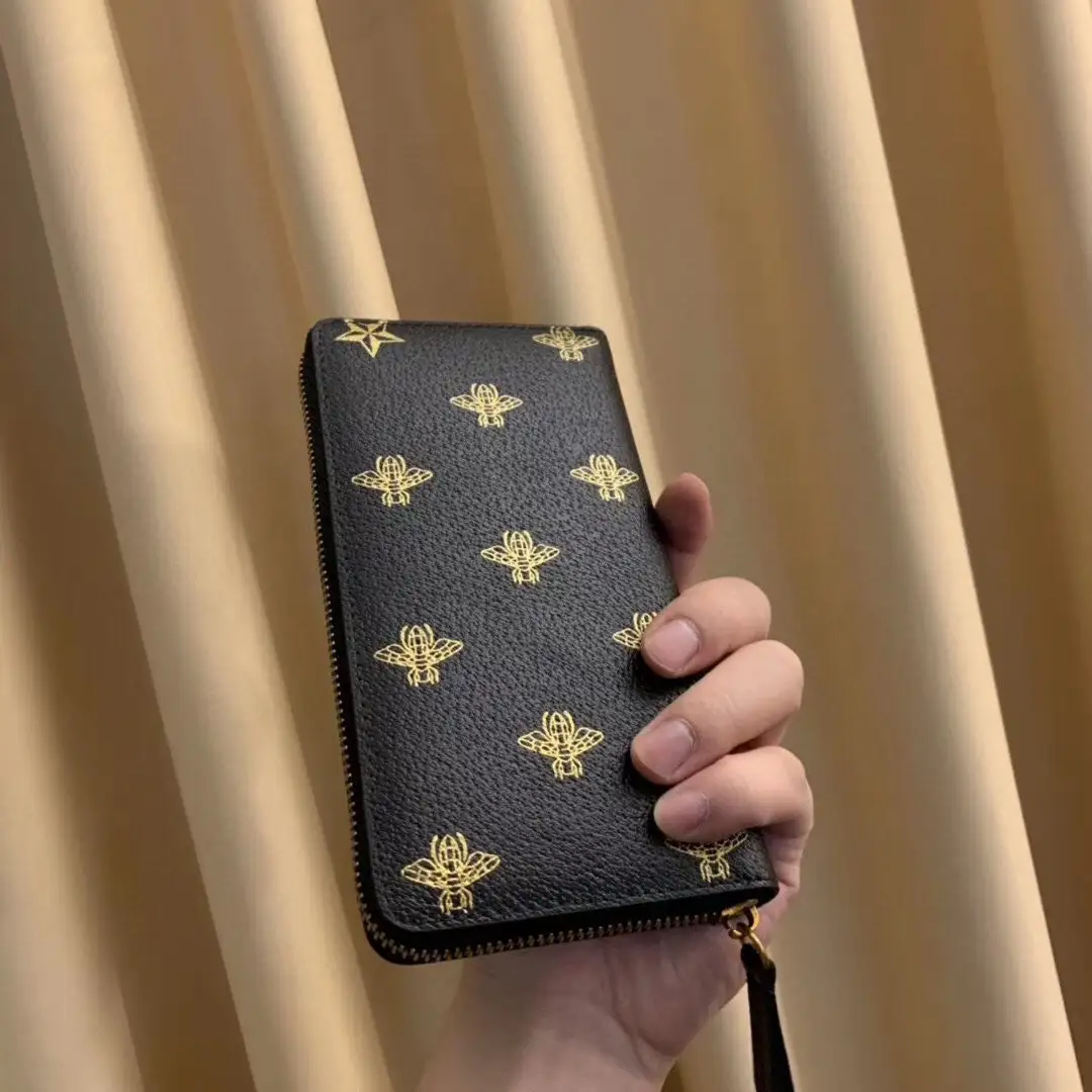 Men's New Wallet Men's Leather Long Wallet Zipper Bag