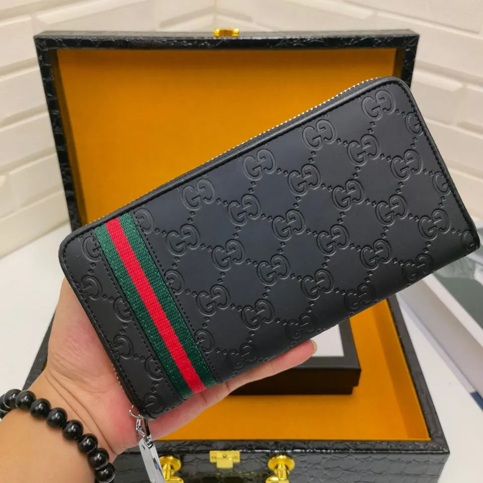New Wallet Men's New Wallet Men's Leather Long Wallet Zipper Bag S02