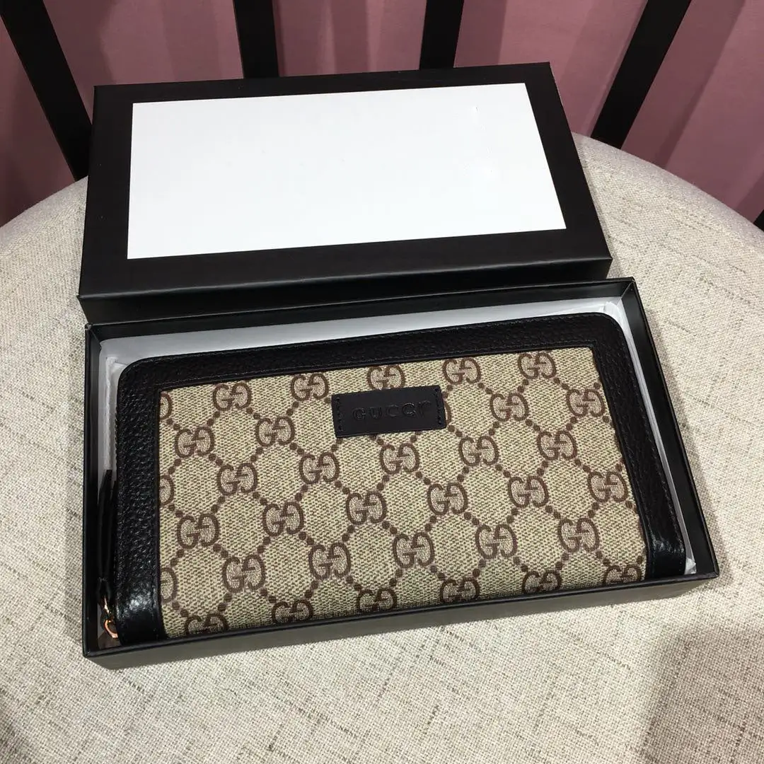 Men's New Wallet Men's Leather Long Wallet Zipper Bag