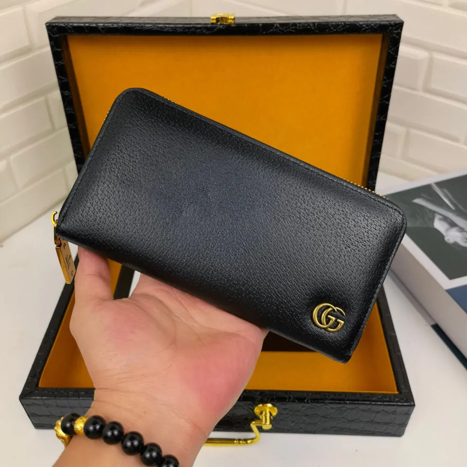 Men's New Wallet Men's Leather Long Wallet Zipper Bag