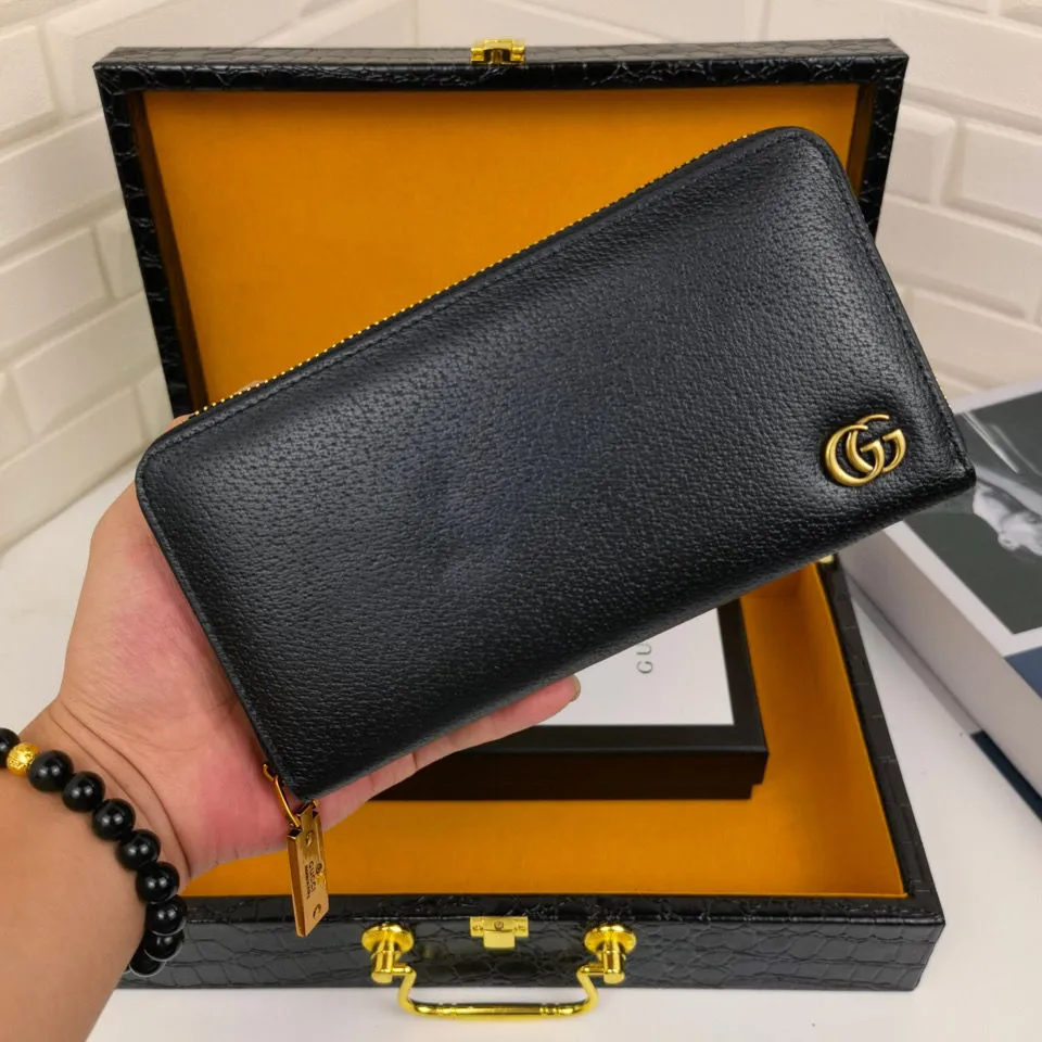 Men's New Wallet Men's Leather Long Wallet Zipper Bag