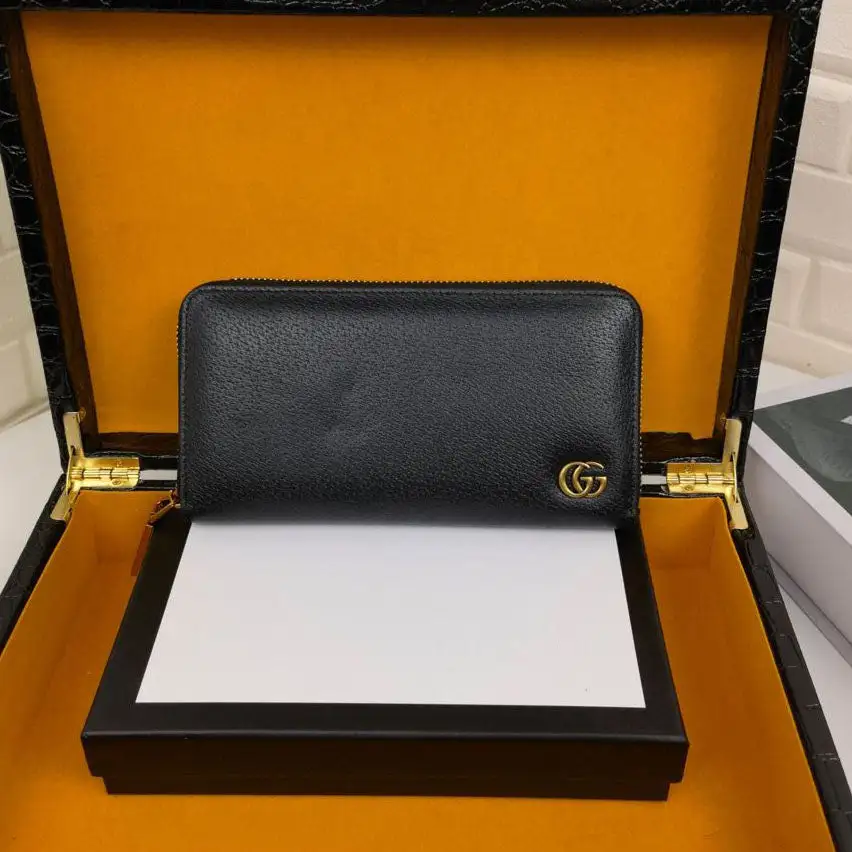 Men's New Wallet Men's Leather Long Wallet Zipper Bag