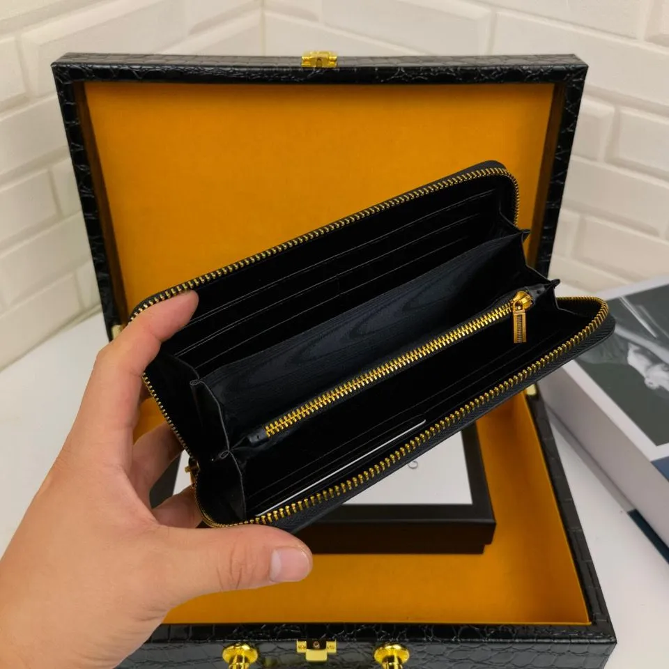 Men's New Wallet Men's Leather Long Wallet Zipper Bag