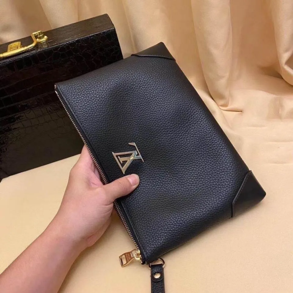 Men's trendy brand imported men's bag clutch bag top layer cowhide envelope bag large capacity genuine leather clutch bag
