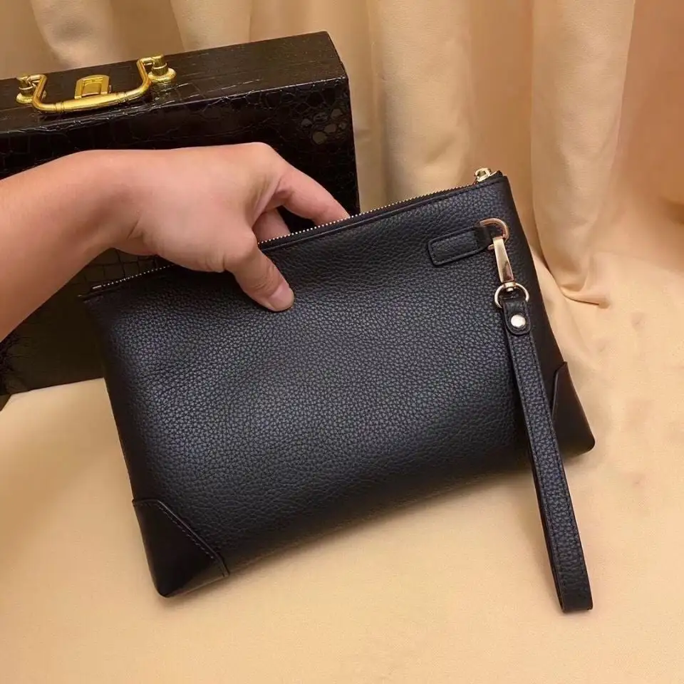 Men's trendy brand imported men's bag clutch bag top layer cowhide envelope bag large capacity genuine leather clutch bag