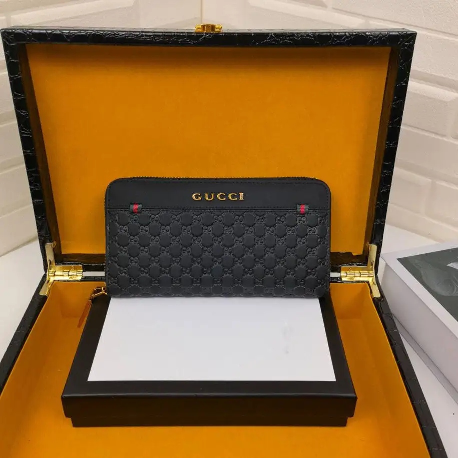 Men's New Wallet Men's Leather Long Wallet Zipper Bag