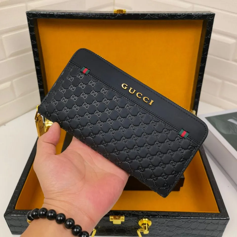 Men's New Wallet Men's Leather Long Wallet Zipper Bag