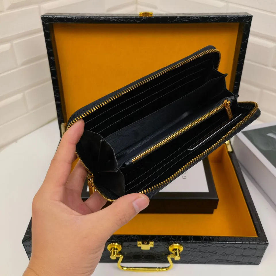 Men's New Wallet Men's Leather Long Wallet Zipper Bag