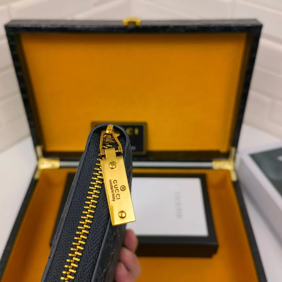 Men's New Wallet Men's Leather Long Wallet Zipper Bag