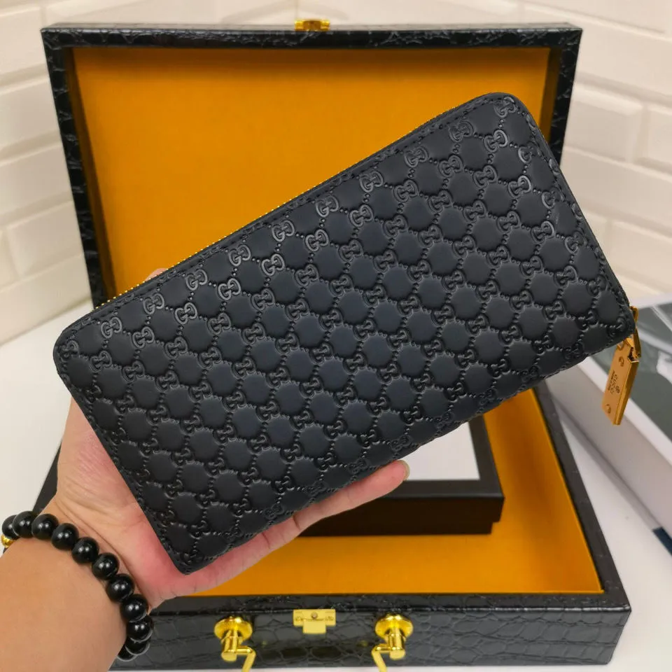 Men's New Wallet Men's Leather Long Wallet Zipper Bag