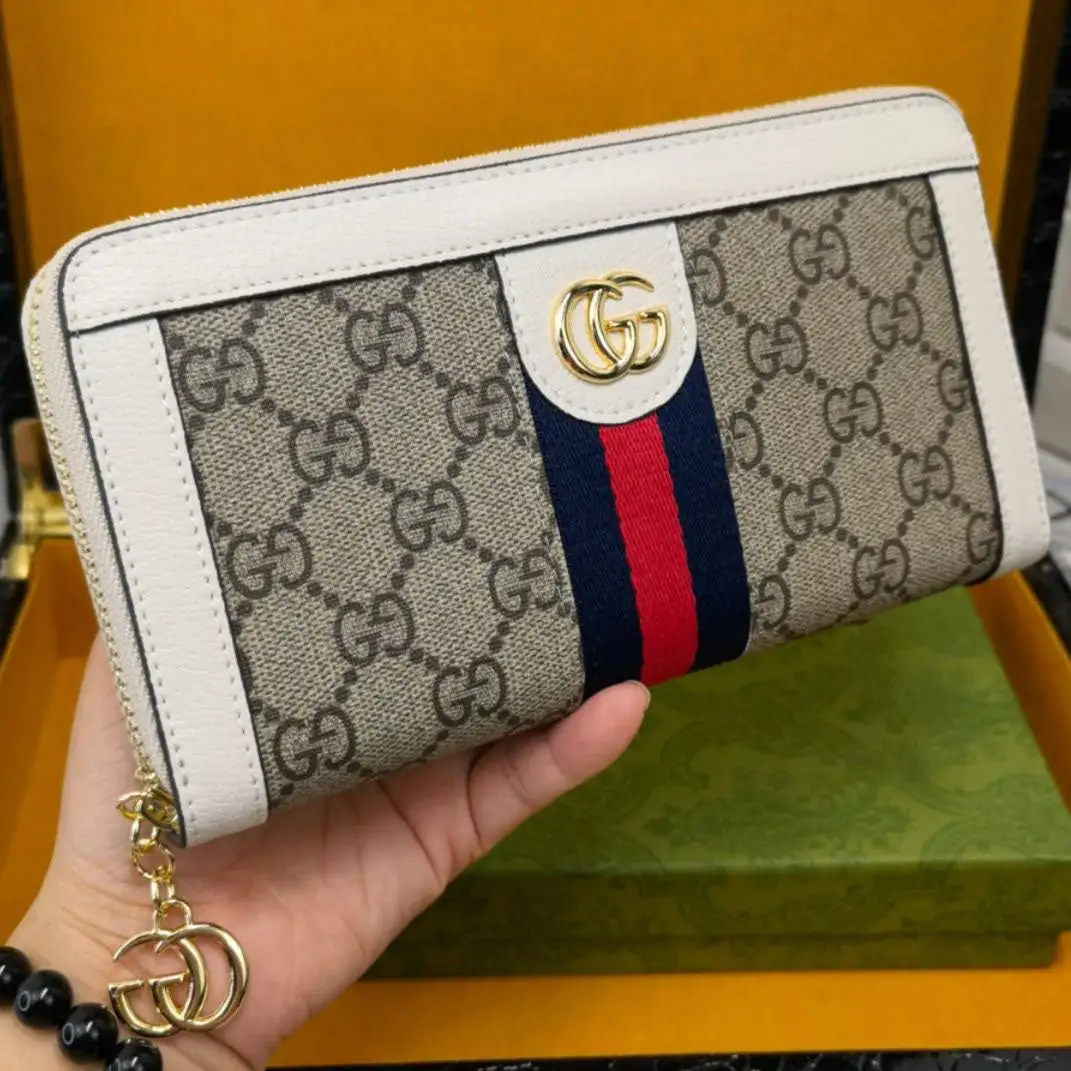 New Wallet Men's New Wallet Men's Leather Long Wallet Zipper Bag High-End Quality Unisex S 01