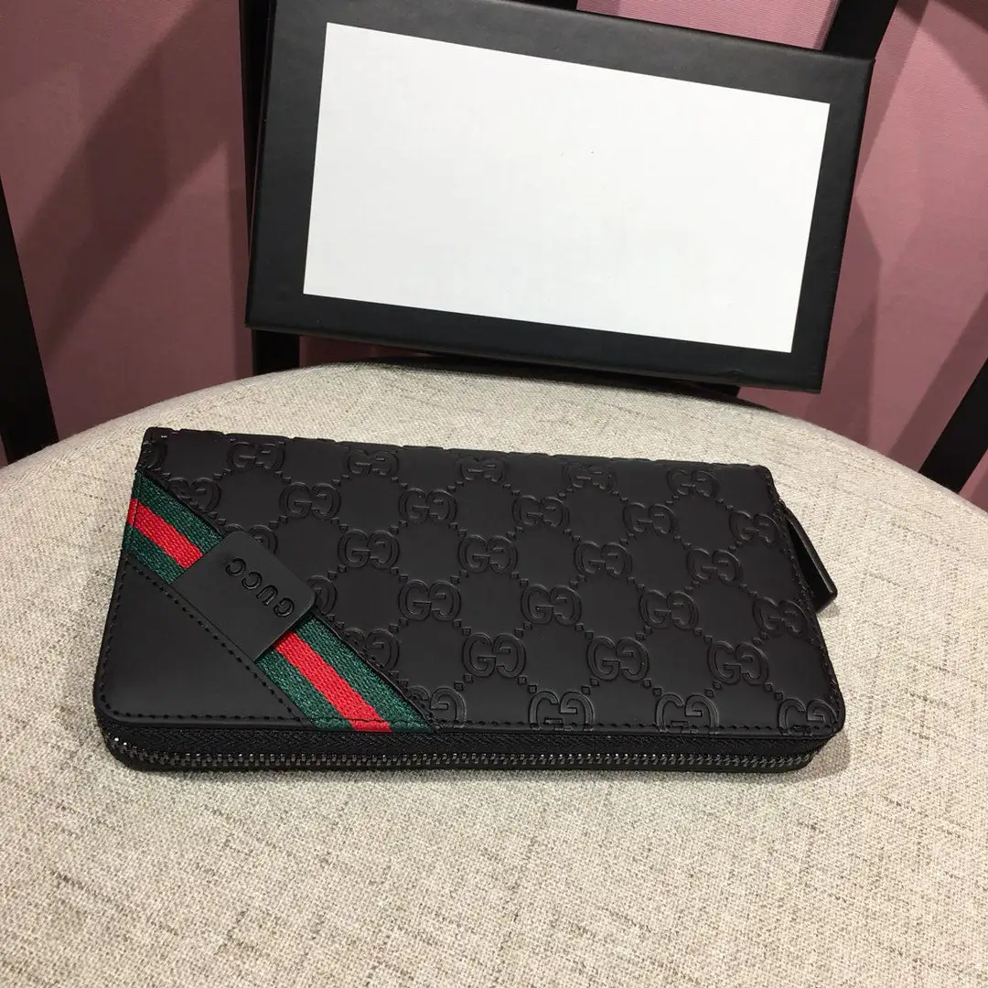 Men's New Wallet Men's Leather Long Wallet Zipper Bag S16