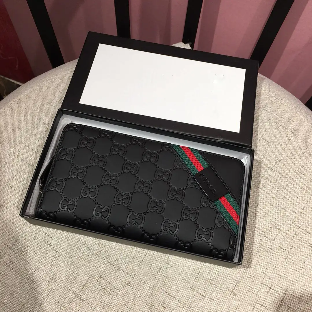 Men's New Wallet Men's Leather Long Wallet Zipper Bag S16