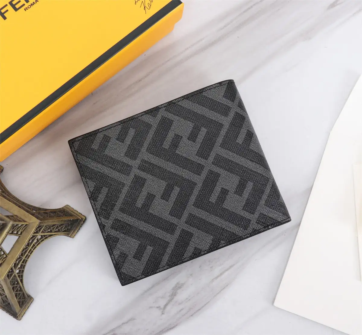 Gray Snakeskin Short Clip Wallet