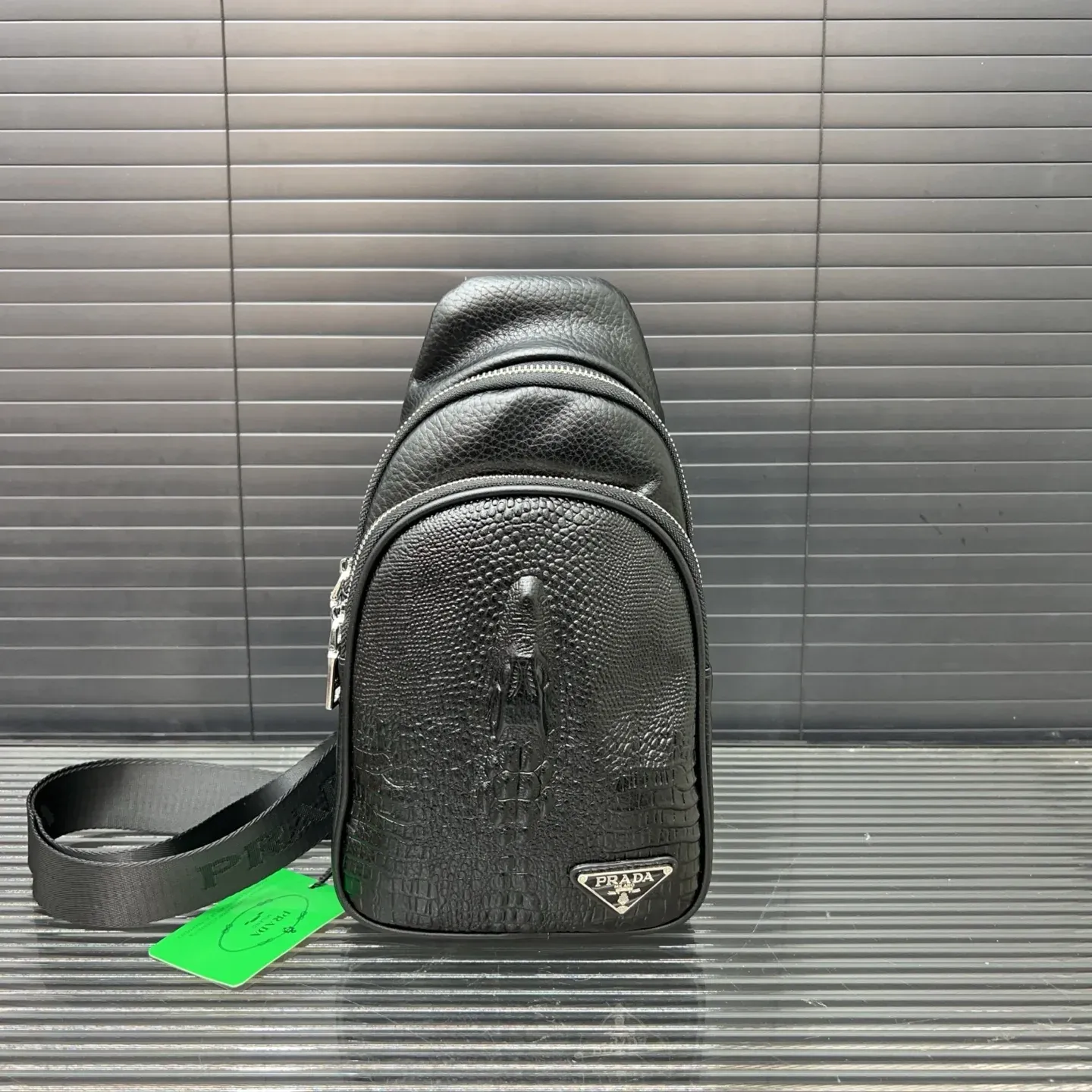 Crocodile Print Men's Crossbody Shoulder Bag