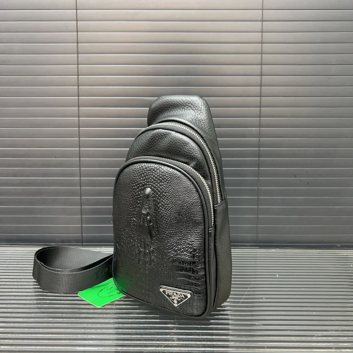 Crocodile Print Men's Crossbody Shoulder Bag