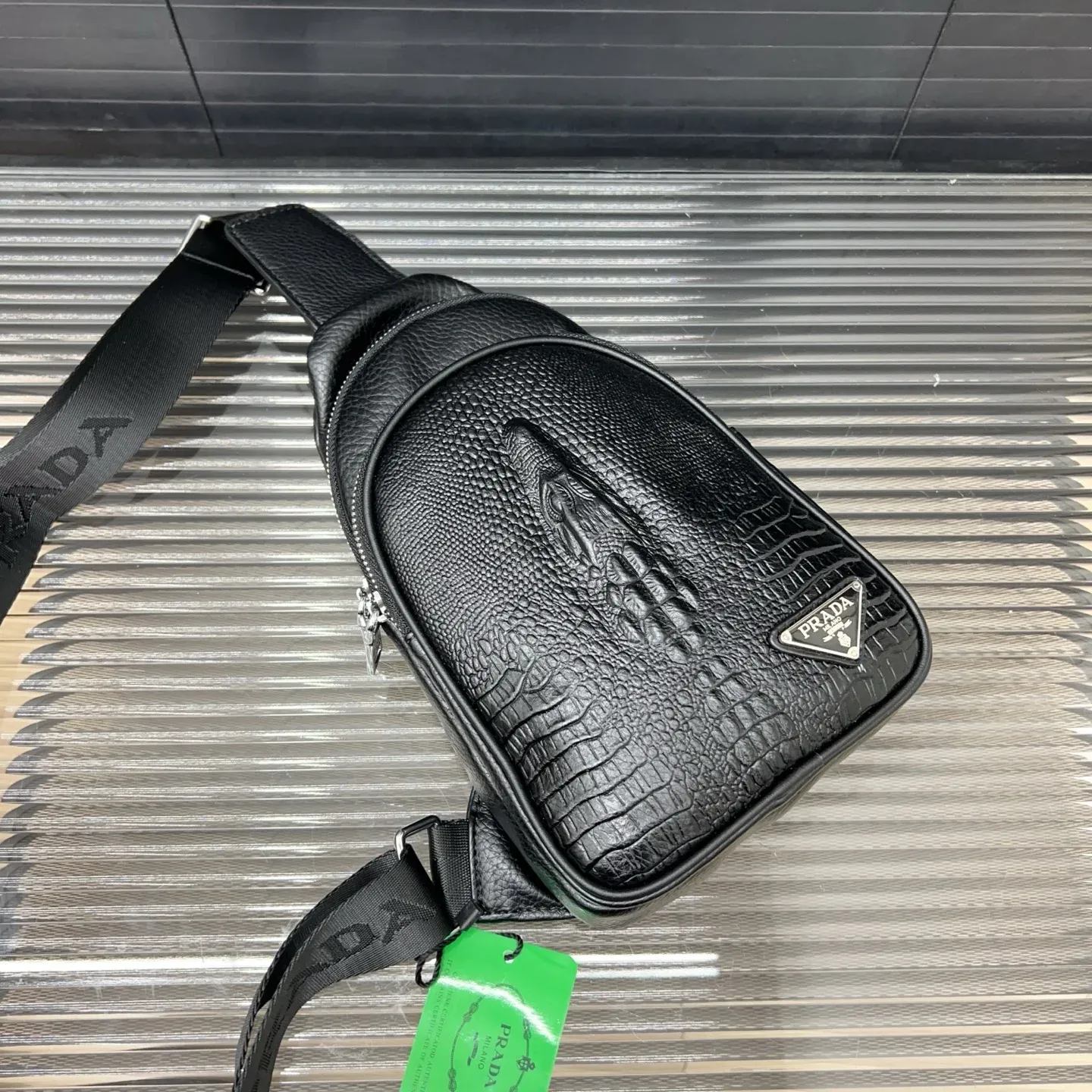 Crocodile Print Men's Crossbody Shoulder Bag