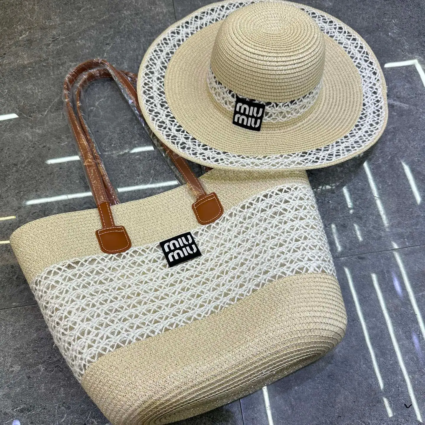 New Fashion Hundred Beach Hat and Bag Set