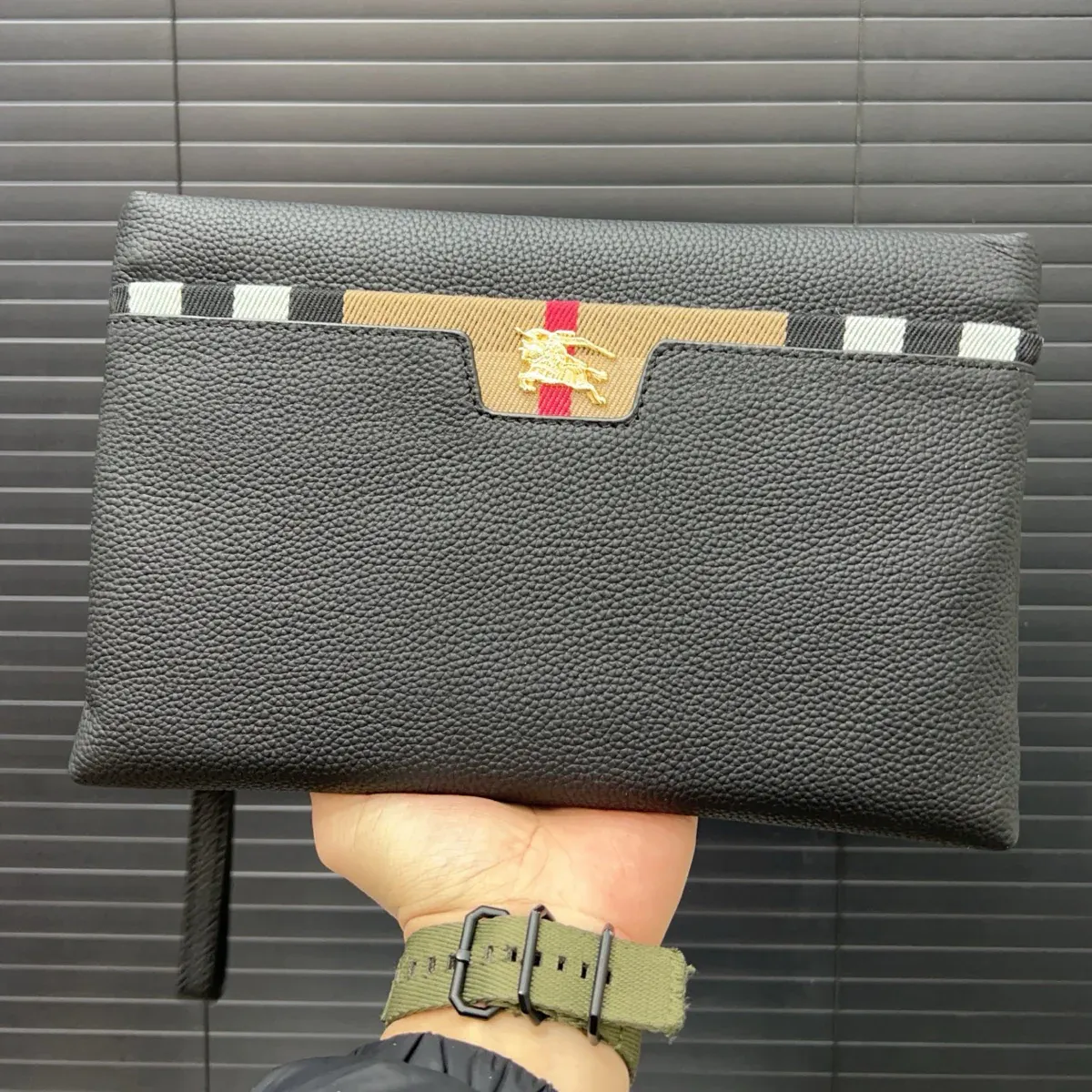 Embossed Calfskin Clutch Bag