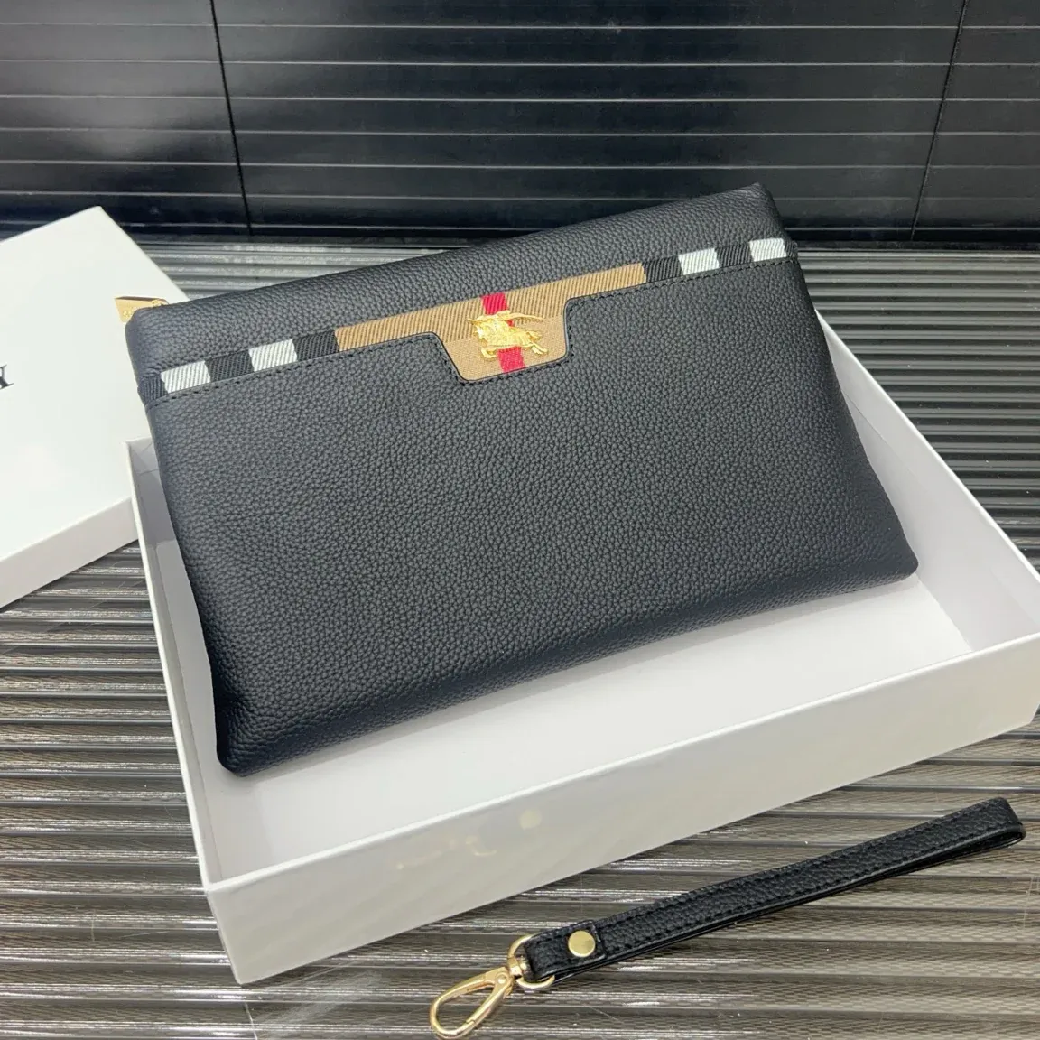 Embossed Calfskin Clutch Bag