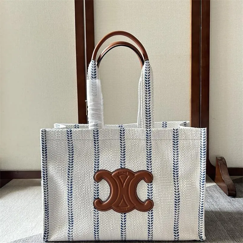 Cabas 2023 SS Stripes Casual Style Tote Bag