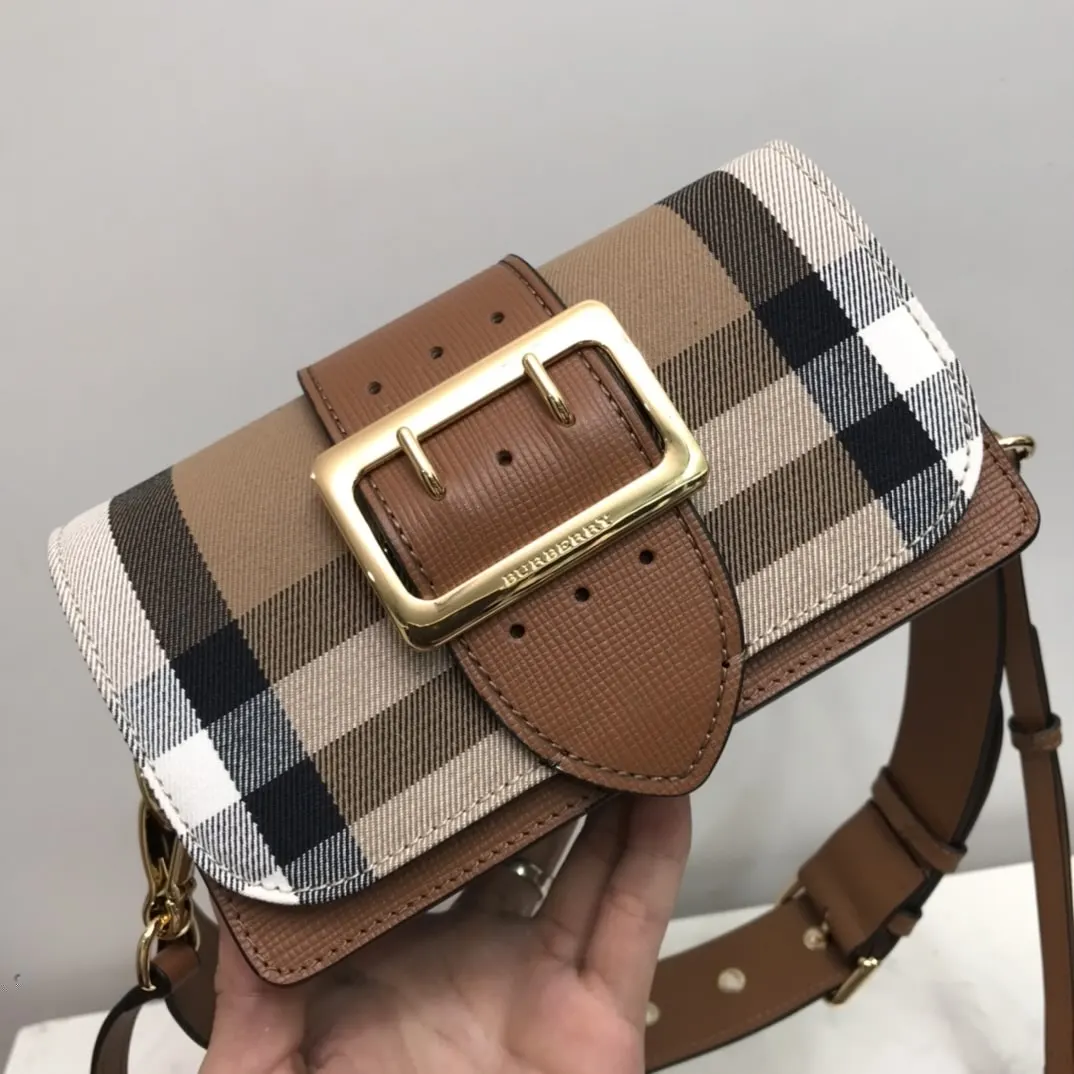 Small Bridle House Check And Buckle Crossbody Brown For Women