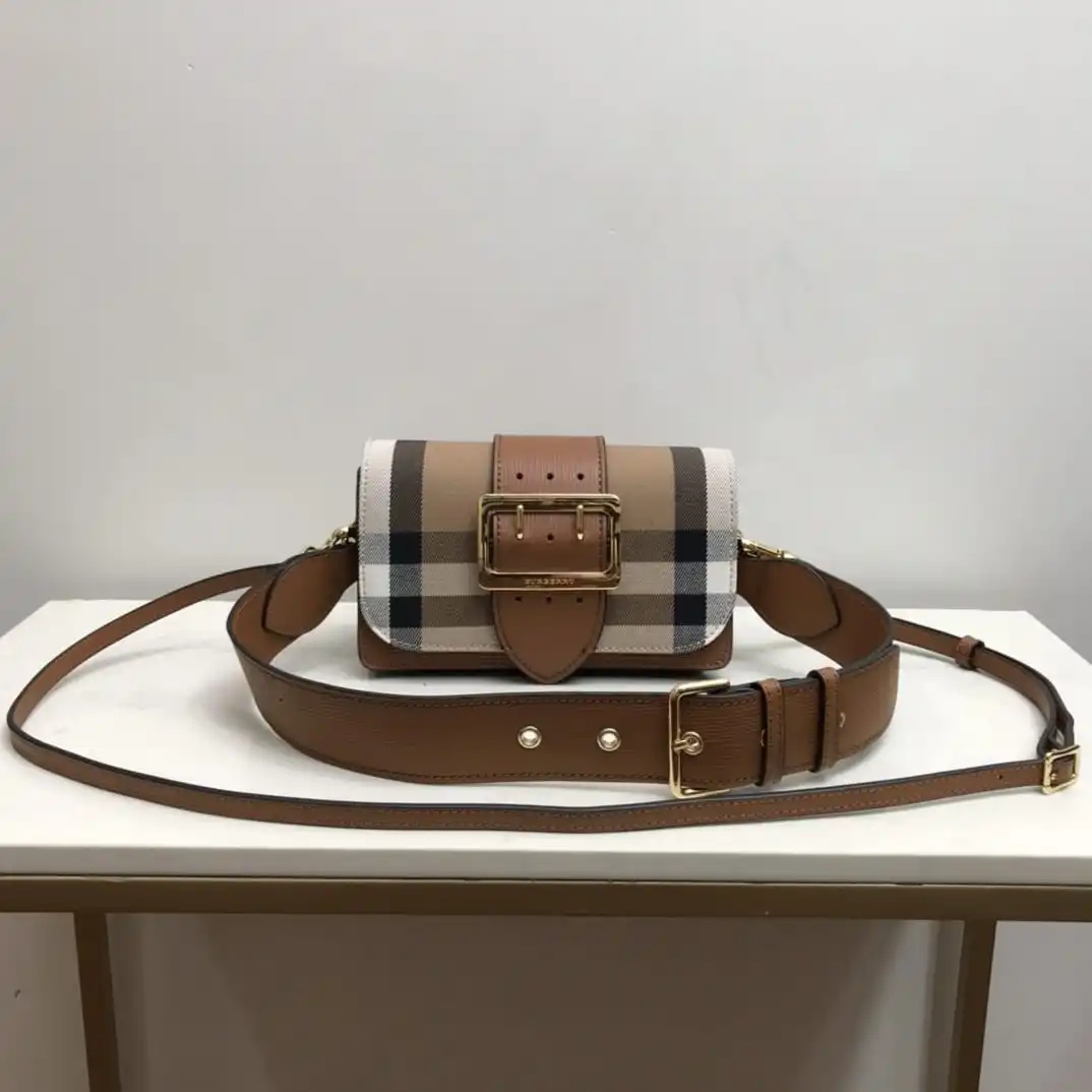 Small Bridle House Check And Buckle Crossbody Brown For Women