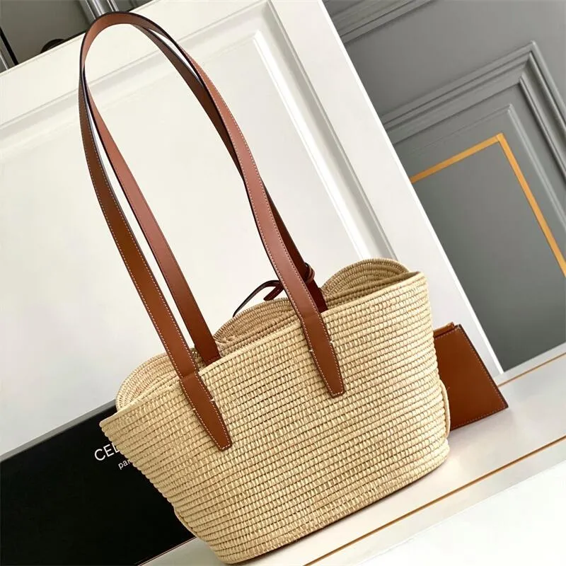 Classic Logo Panier Small Braided Triomphe In Raffia