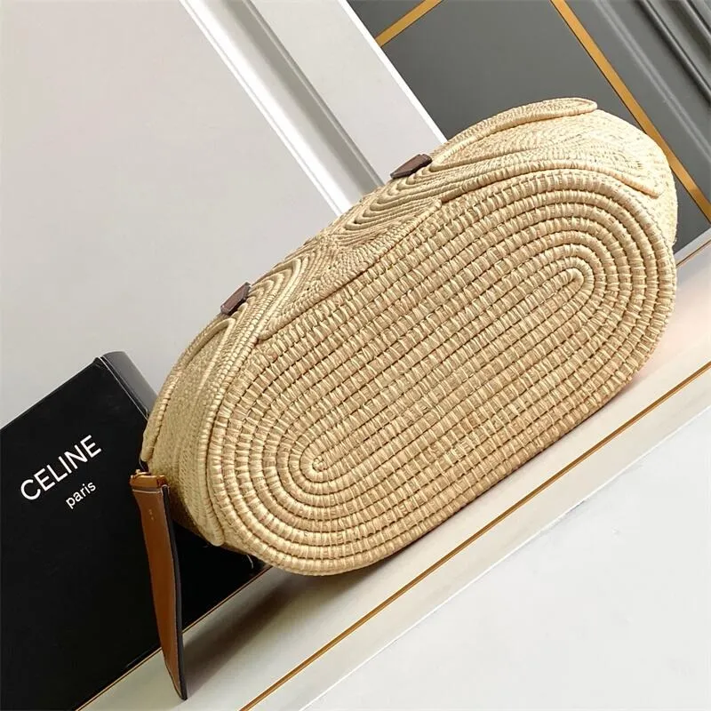 Classic Logo Panier Small Braided Triomphe In Raffia