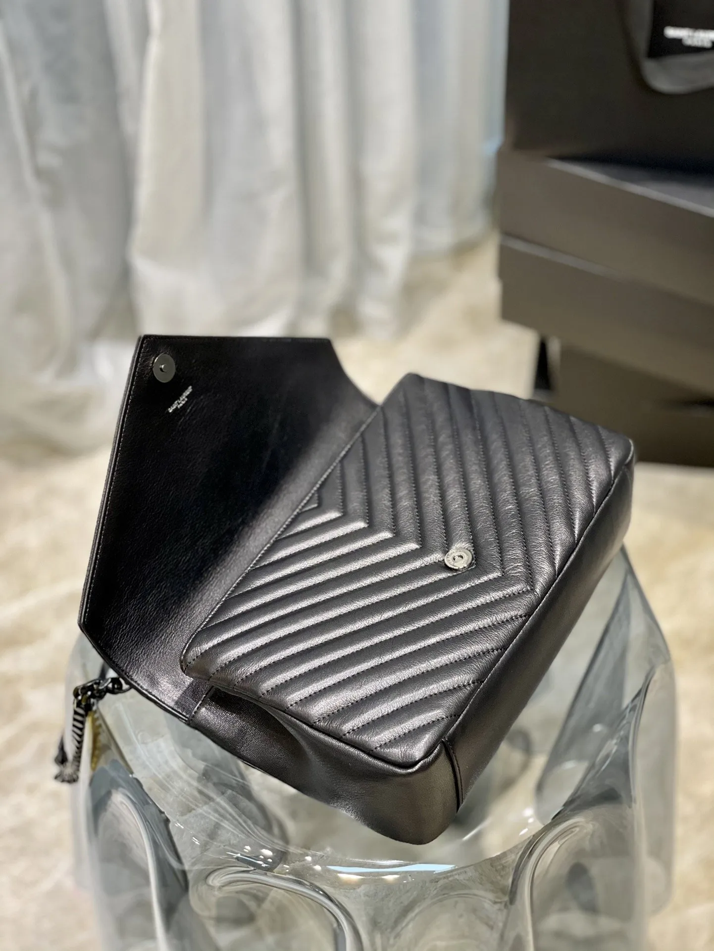 Large Chain Bag Black With Metal Toned Hardware For Women