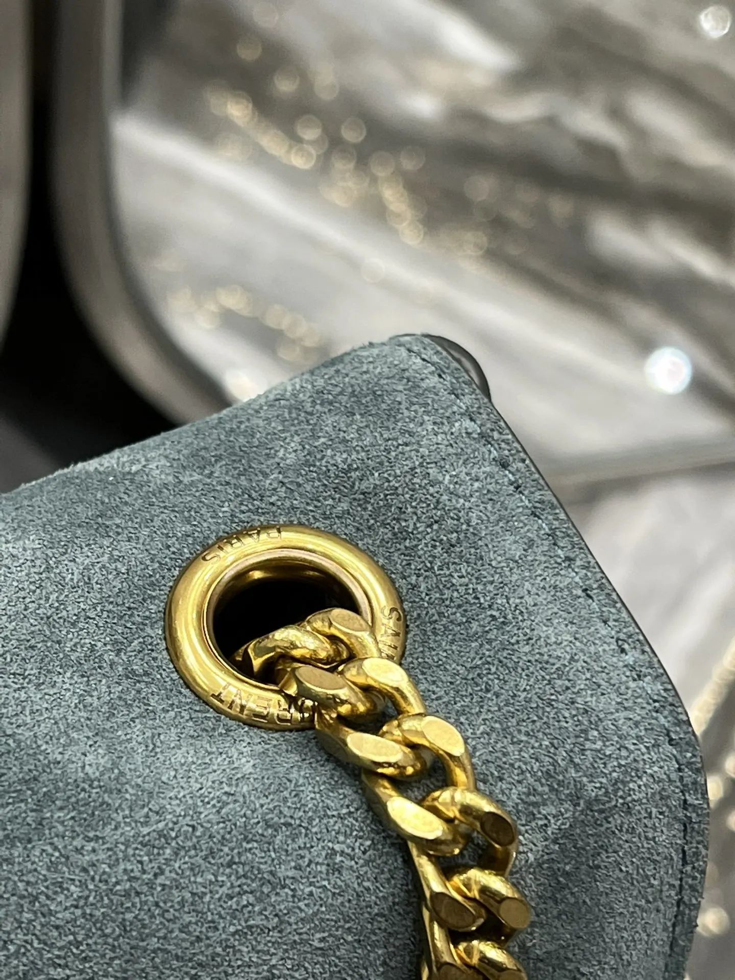 Medium Reversible Chain Bag In Suede With Gold Hardware For Women