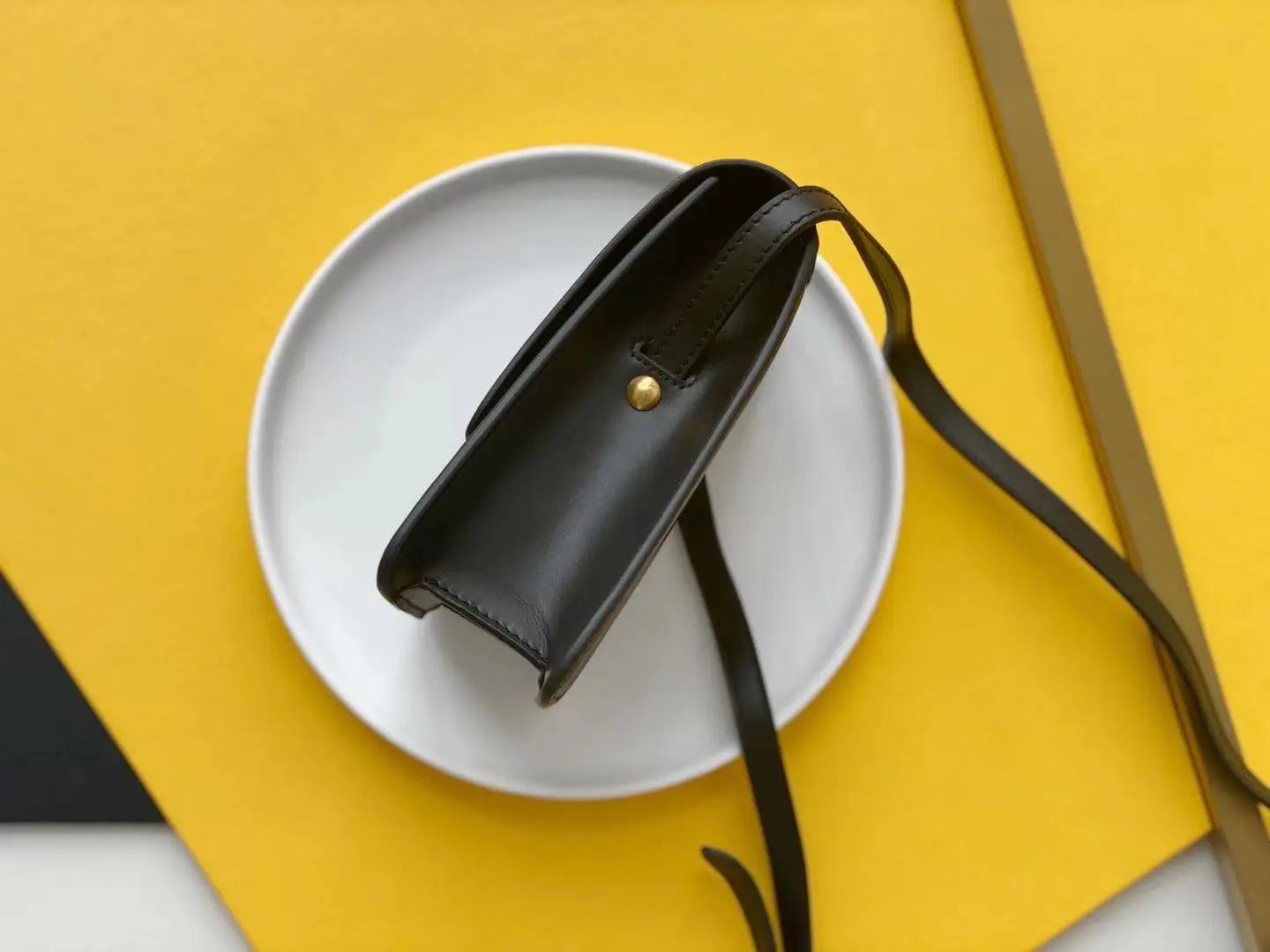 Satchel Bag In Vegetable Tanned Black Material With Gold Hardware For Women