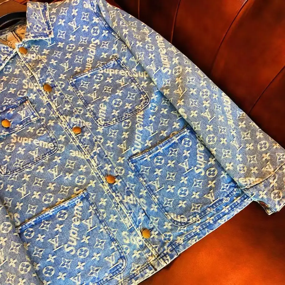 New Suit Jacket High-End Flocking Men's Suit Jacket Blue Jean